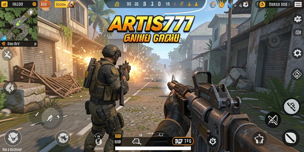 Tampilan screenshot menunjukkan aksi seru dalam gameplay TPS ARTIS777.