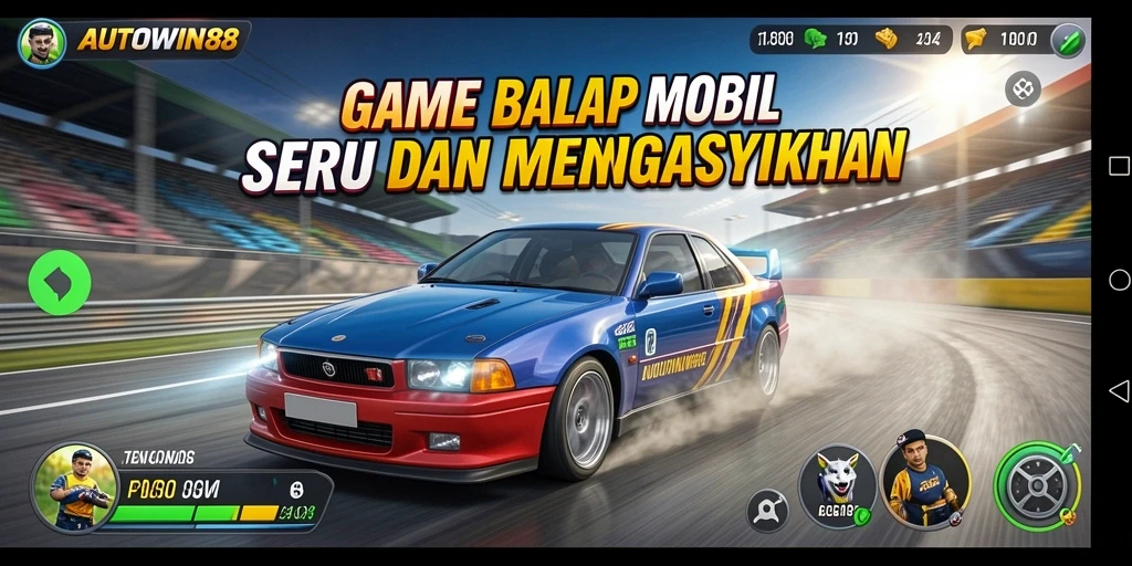 Screenshot gameplay AUTOWIN88 menampilkan aksi balap yang seru dan mendebarkan.