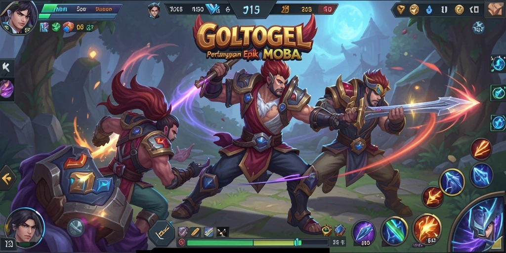 Tampilan gameplay GOLTOGEL yang mendebarkan saat bertarung di arena.
