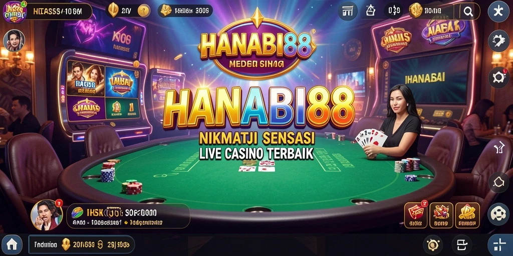 Screenshot gameplay HANABI88 yang menunjukkan dealer langsung di meja roulette.