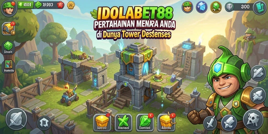 Screenshot gameplay IDOLABET88 yang menampilkan menara pertahanan.