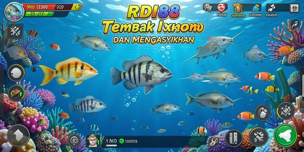 Screenshot gameplay RDI88 yang menampilkan aksi tembak ikan yang seru.
