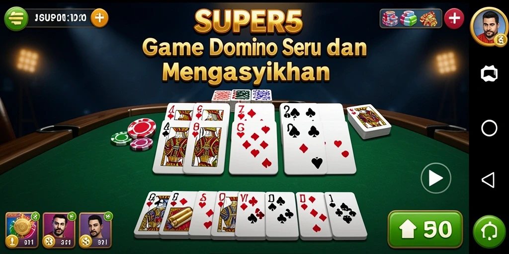 Screenshot SUPER5 menampilkan gameplay Domino yang menarik dan mendebarkan.