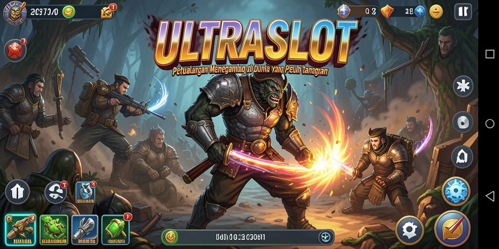 Screenshot ULTRASLOT menampilkan aksi seru dalam petualangan yang mendebarkan.